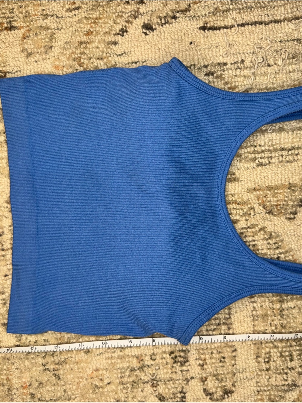 Pro-Fit Light Blue Ribbed Crop Workout Tank - Picture 2 of 3